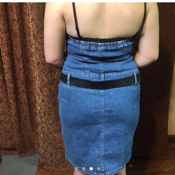 METROSTYLE BACKLESS BUTTON UP DENIM DRESS - Picture 3 of 4